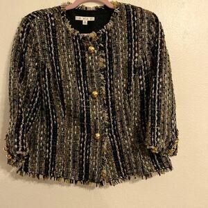 Cabi SZ M 3/4 Sleeve Tweed Old Money Office Professional Career Academia Jacket